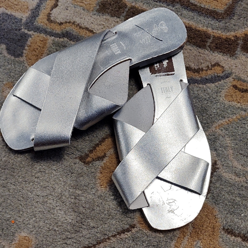 Seychelles Metallic Silver Crisscross Slide